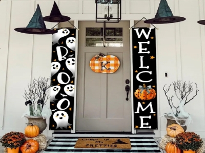 Customized Halloween door curtain flag