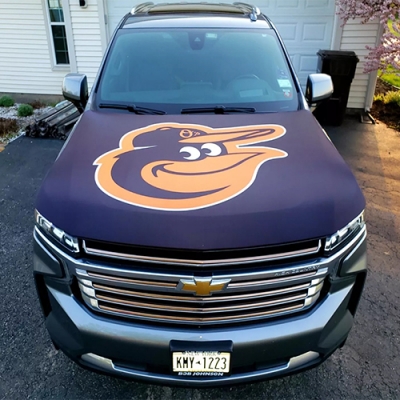 Custom Baltimore Orioles car hood flag